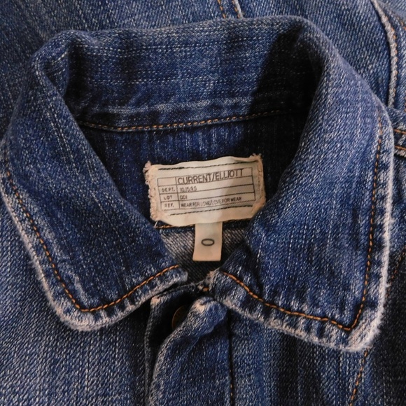 CURRENT/ELLIOTT Basic Jailbird Denim Jumpsuit Coveralls Raw Hems Pockets 0 XS - Picture 13 of 16